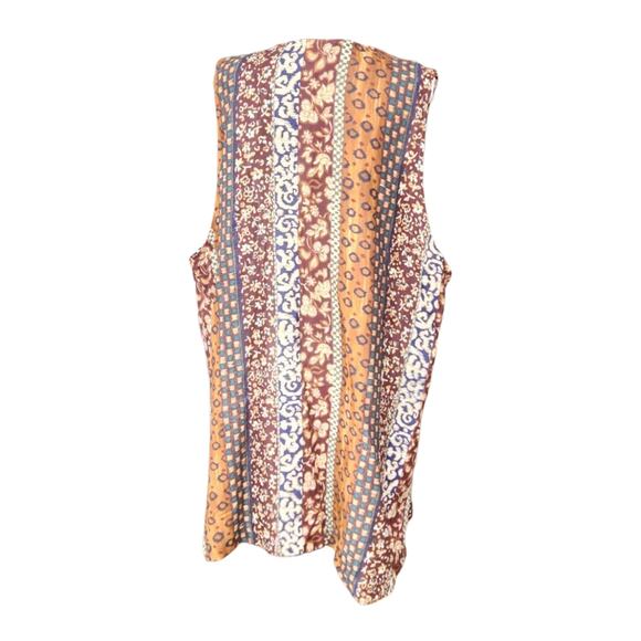 Chelsea Jones Orange & Brown Sleeveless Button-Down Tank – Size 24W - Picture 3 of 9